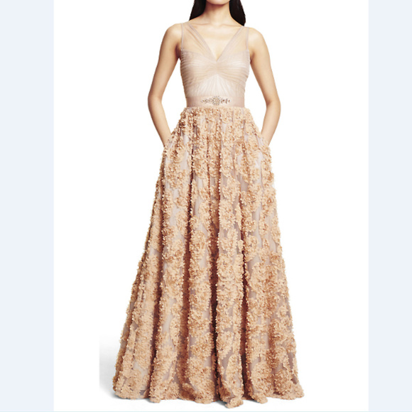 Adrianna Papell Dresses & Skirts - SALE Adrianna Papell Champagne Tulle Formal Gown